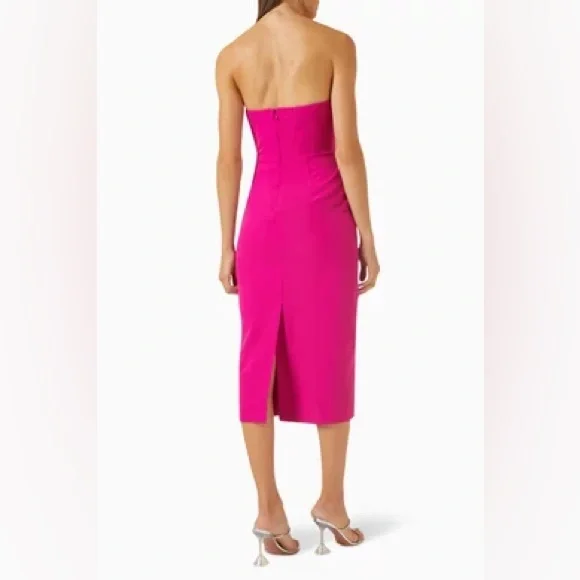 NWT Milly Pink Strapless Midi Dress - Picture 2 of 4
